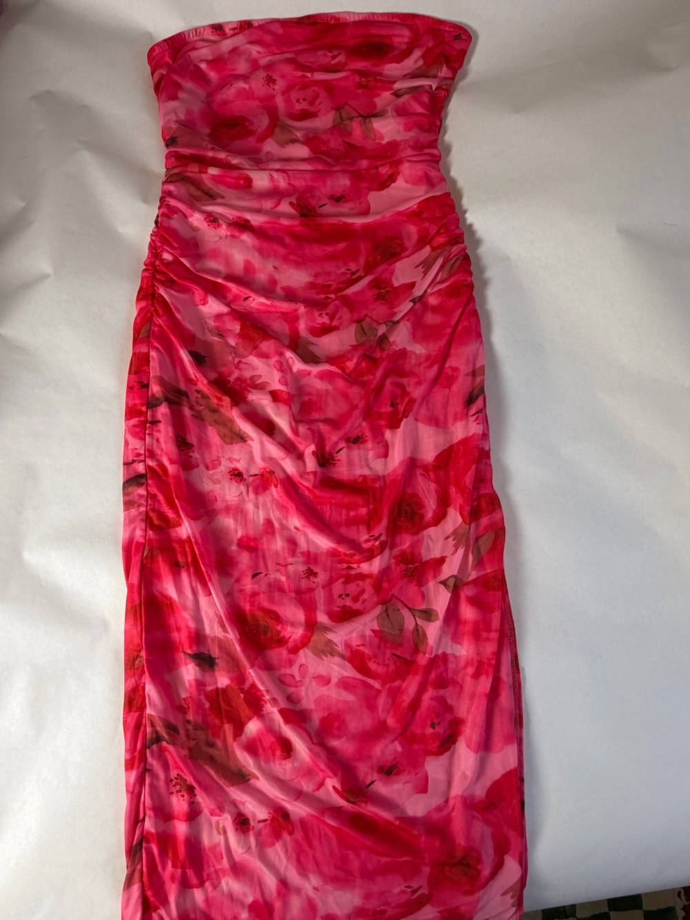 Women’s Pink Floral Strapless Dress